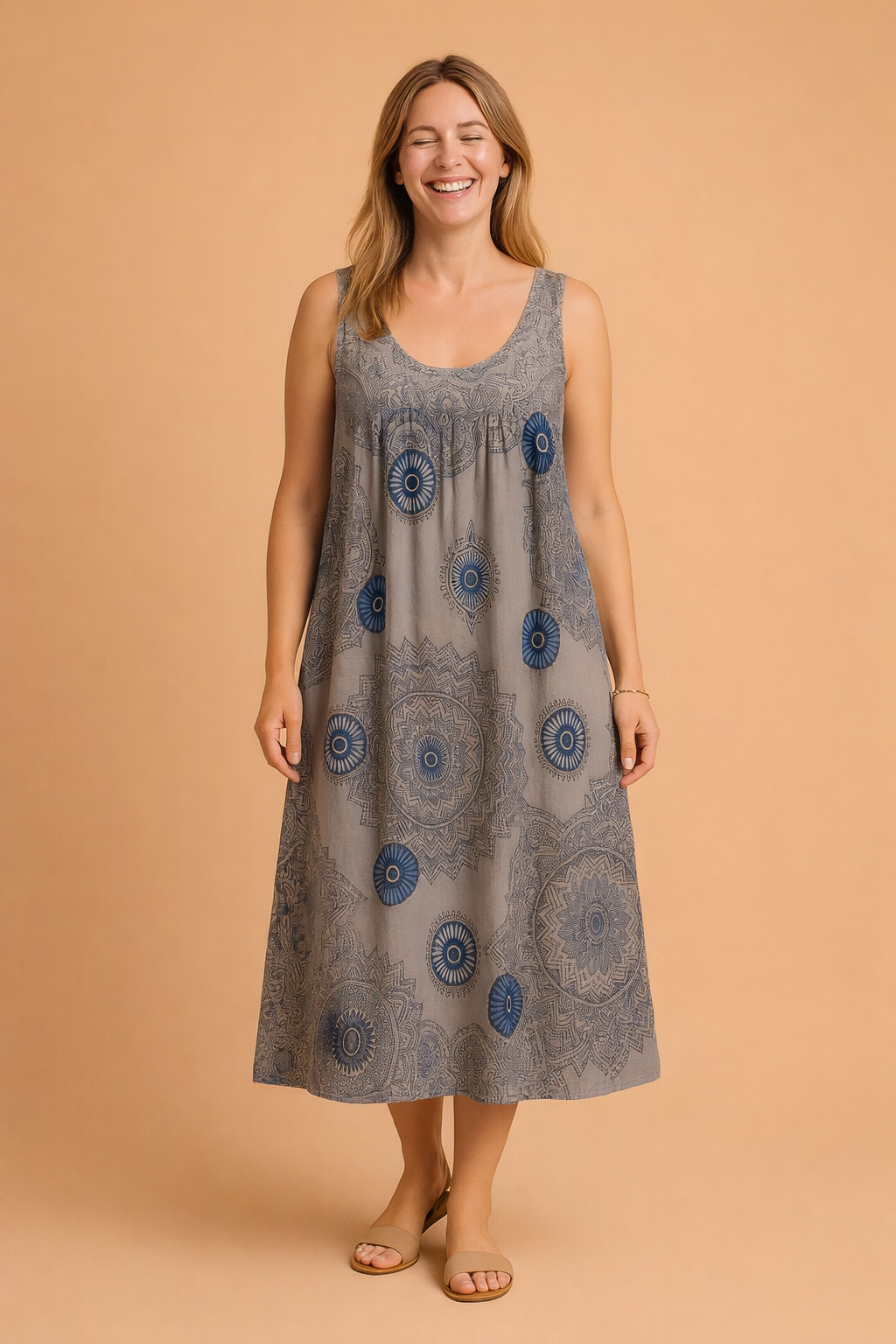 Dames Luchtige Midi Jurk met Bohemian Patroon voor Comfortabele Zomerse Looks