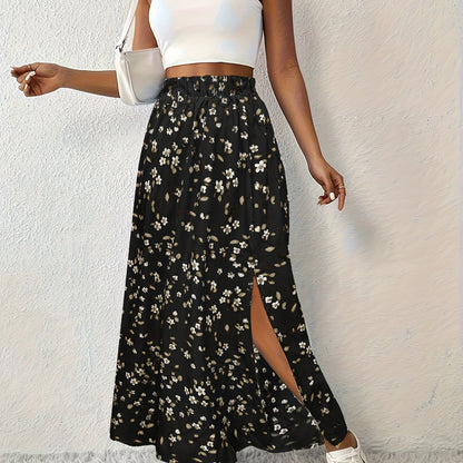 Elegante Zomerse Maxi Rok met Bloemenprint en Luchtige Split voor Dames