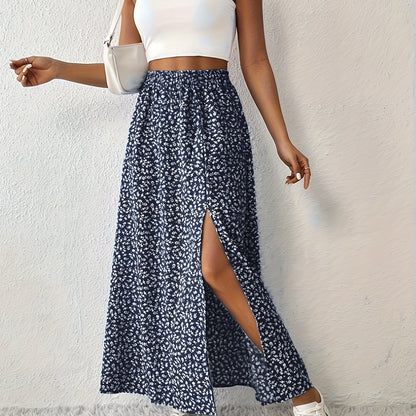Elegante Zomerse Maxi Rok met Bloemenprint en Luchtige Split voor Dames