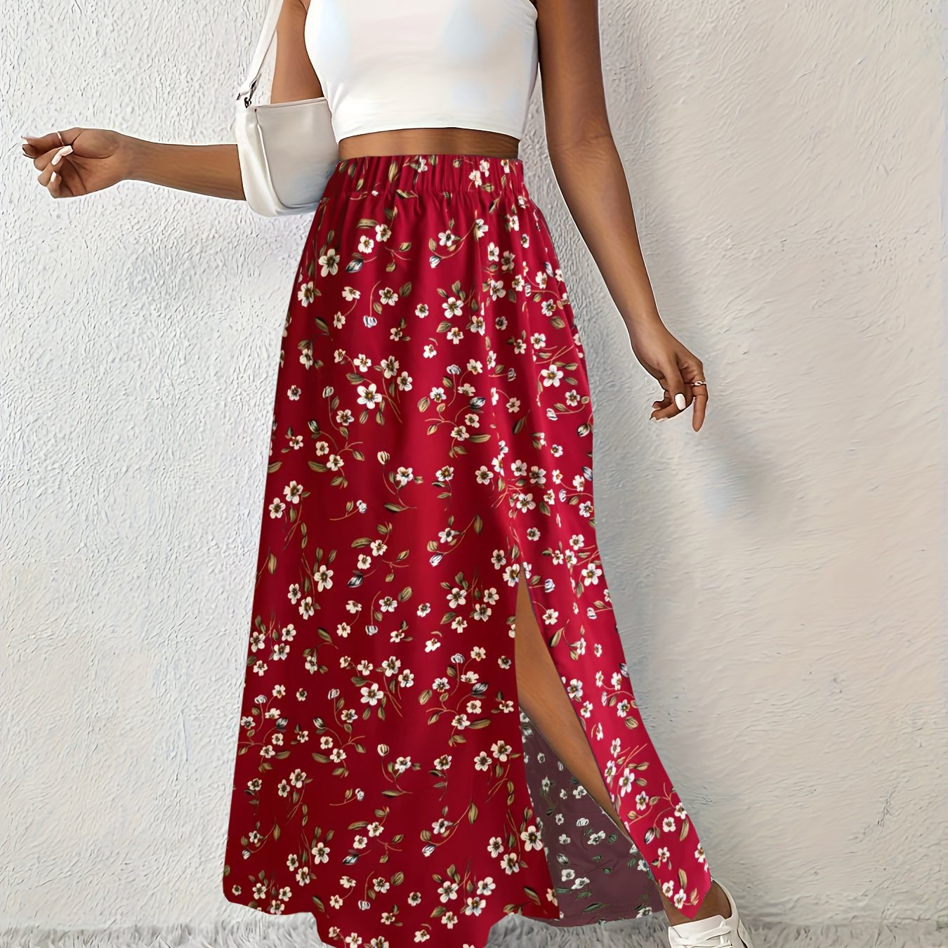 Elegante Zomerse Maxi Rok met Bloemenprint en Luchtige Split voor Dames