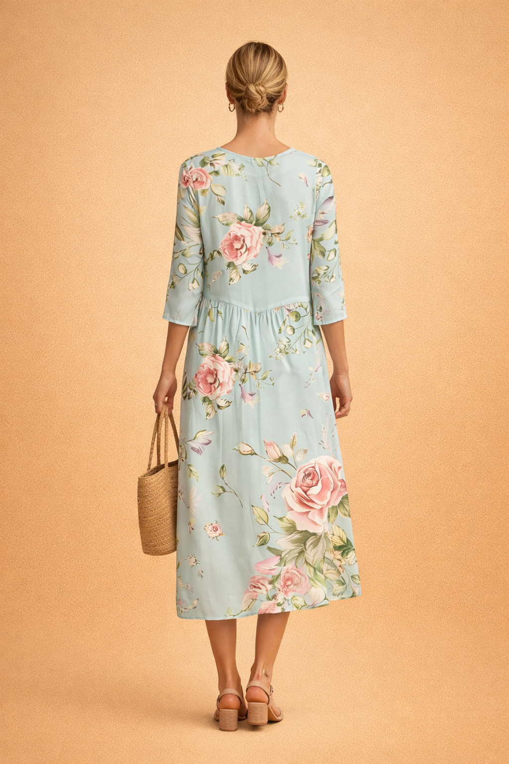 Dames Elegante Midi Jurk met Bloemenprint en Luchtige Pasvorm