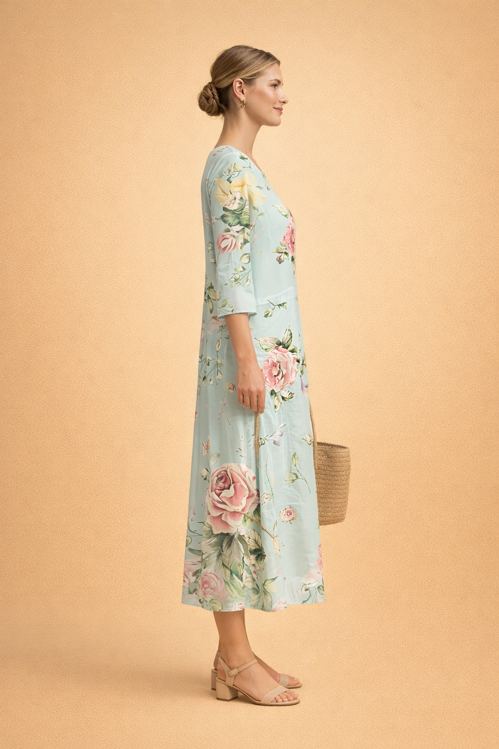 Dames Elegante Midi Jurk met Bloemenprint en Luchtige Pasvorm