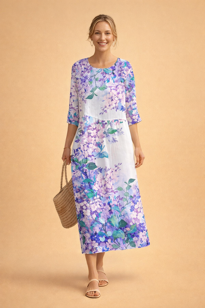 Dames Elegante Midi Jurk met Bloemenprint en Luchtige Pasvorm