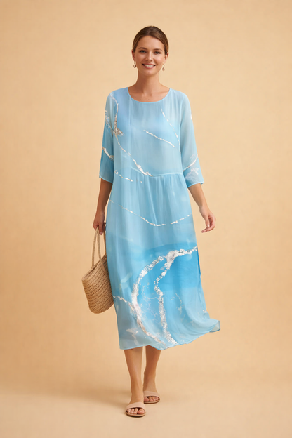 Dames Elegante Midi Jurk met Bloemenprint en Luchtige Pasvorm