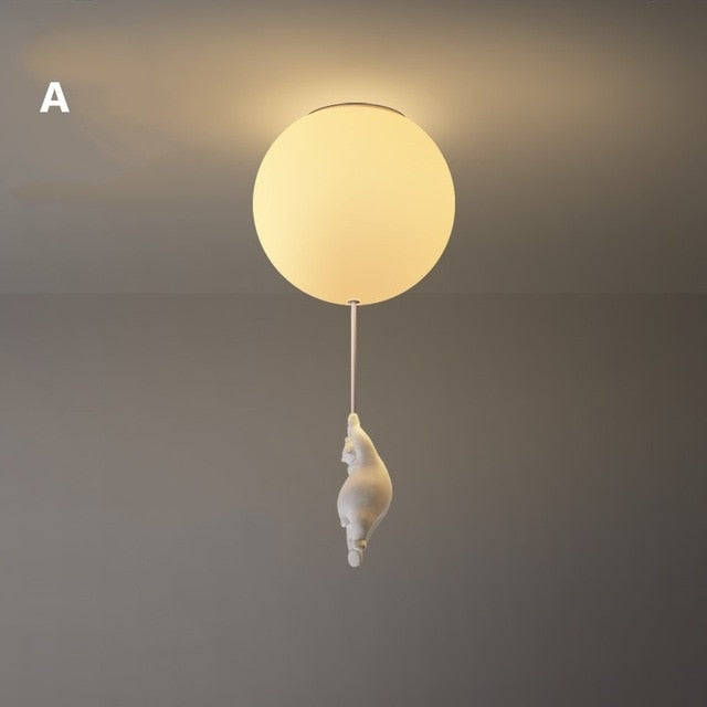 Speelse Plafondlamp met Beren en Ballonlichten voor Kinderkamer