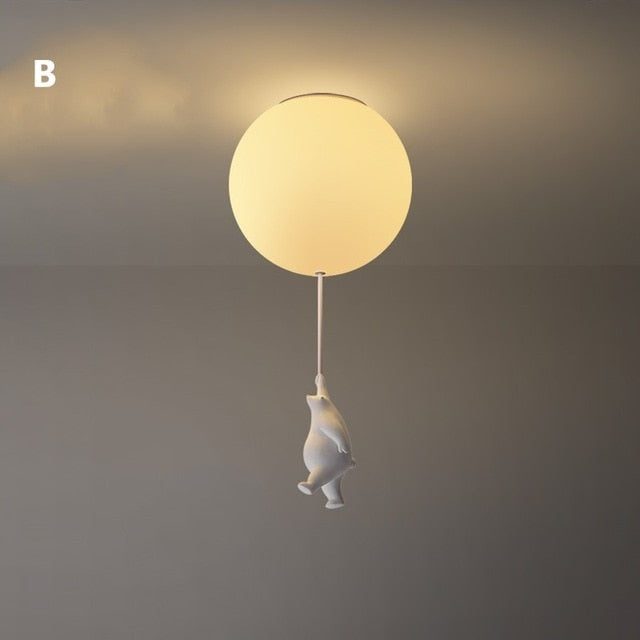 Speelse Plafondlamp met Beren en Ballonlichten voor Kinderkamer