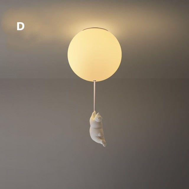 Speelse Plafondlamp met Beren en Ballonlichten voor Kinderkamer