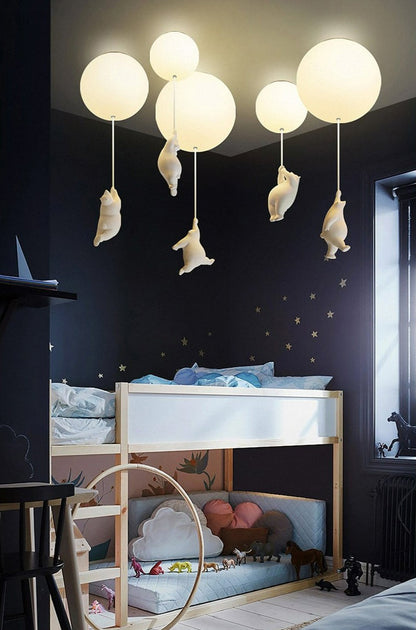Speelse Plafondlamp met Beren en Ballonlichten voor Kinderkamer