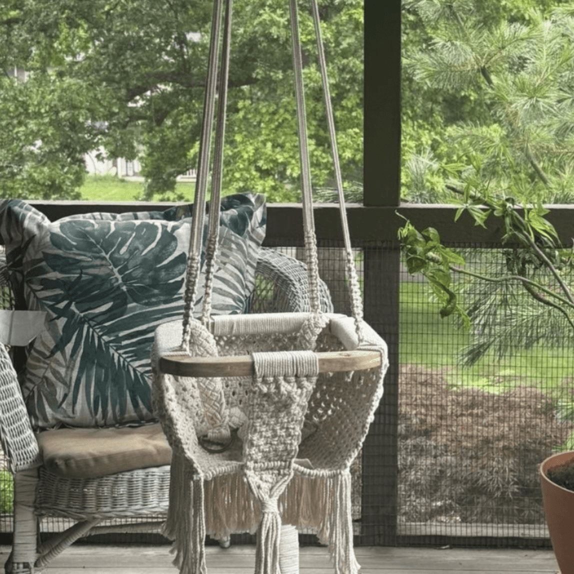 Handgemaakte Macramé Babyschommel – Veilig & Stijlvol Genieten