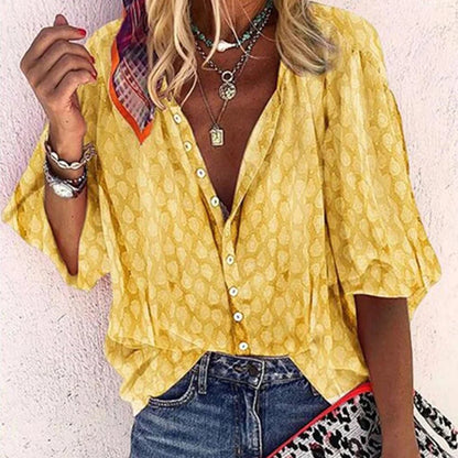 Dames Luchtige Zomerblouse met Losse Pasvorm voor Comfort en Elegante Stijl